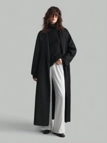 Ontre Abrigo negro de mujer nuevo para 2025, elegante estilo de dama de oficina