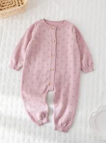 Cozy Pixies Baby Girl Floral Pattern Round Neck Ruffle Long Sleeve Jumpsuit,In Fall/Winter - Dusty Pink - View 3