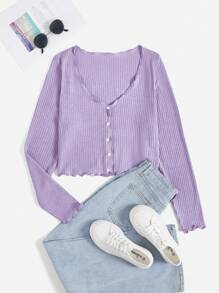 SHEIN EZwear Plus Size Women V-Neck Button Down Long Sleeve Casual T-Shirt, Spring/Summer