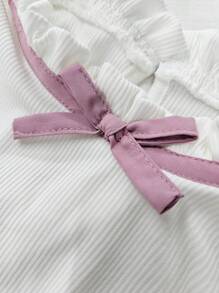 SHEIN 女童优雅腰部褶皱A字裙，粉色和白色拼色，适合宴会