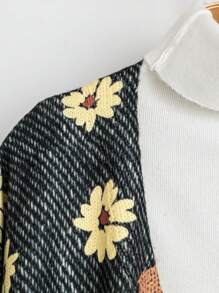 EMERY ROSE Cárdigan de manga larga con bolsillos con estampado de gato y colorido para mujeres - Multicolor - Ver 4