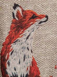 Linhara Plus Size Women's Fox Pattern Crew Neck Loose Knitted Sweater, For Winter