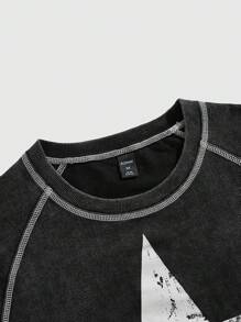 ROMWE MEN Street Life Camiseta casual de manga larga tipo raglán con estampado de estrella de cinco puntas, corte holgado para hombre, primavera y verano