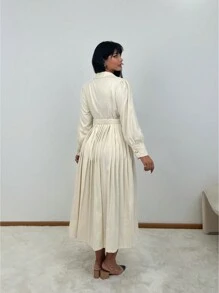 SHEIN Clasi Plus Size Women Casual Long Ruched Jacket Fall Cloth For Women - Apricot - View 3