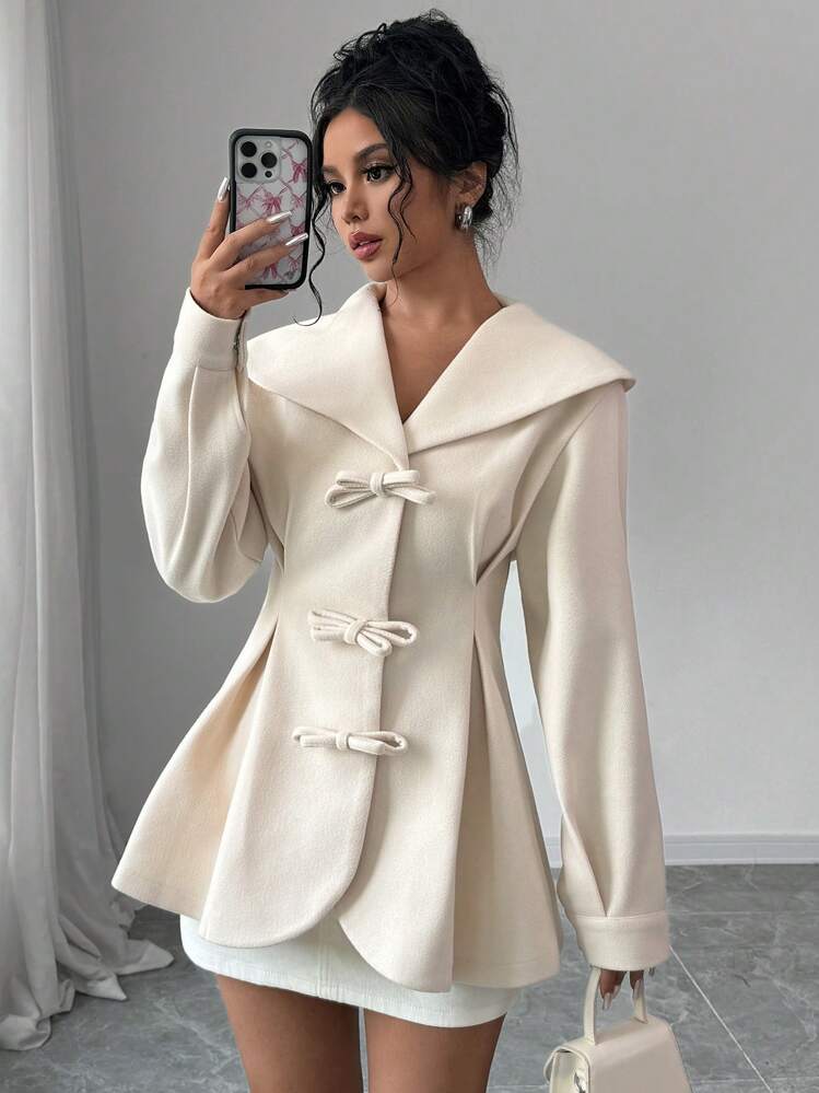 Selianne Women's Solid Color Sailor Collar Button Front Elegant