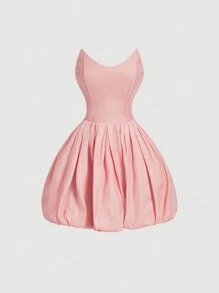 SHEIN MOD 女士优雅粉色迷你连衣裙，茶会 - 粉色 - 查看 1