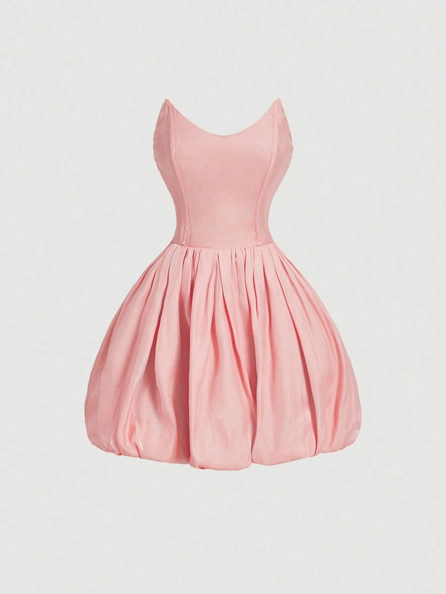 SHEIN MOD 女士优雅粉色迷你连衣裙，茶会 - 粉色 - 查看 1