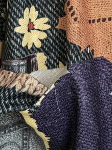 EMERY ROSE Cárdigan de manga larga con bolsillos con estampado de gato y colorido para mujeres - Multicolor - Ver 5