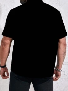 Manfinity Homme Camisa casual de verano para hombre de talla grande de unicolor con botones y mangas cortas