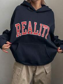 DAZY 女式字母印花超大连帽衫，秋装