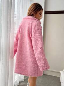 SHEIN EZwear Casual Fleece Mid-Length Coat, Fall/Winter