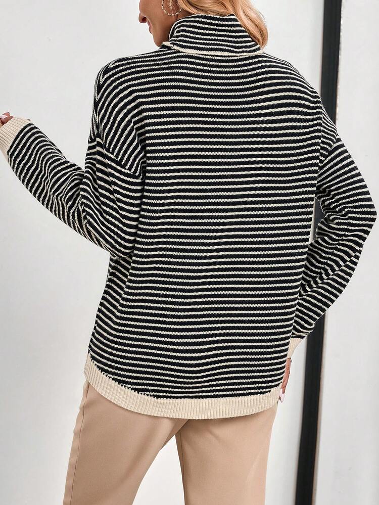 Women's Turtleneck Colorblock Long Sleeve Sweater