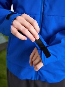 In My Nature Men's Solid Color Blue Zip Up Hoodie Outdoor Jacket - Blue - View 5