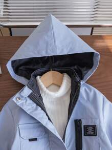 SHEIN 1 قطعة جاكيت رياضية خارجية كاجوال للأولاد مع جيوب متعددة، مناسبة للخريف/الشتاء