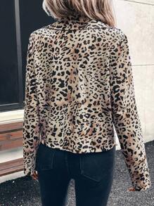 EMERY ROSE Women's Leopard Print Zip-Up Casual Long Sleeve Jacket - Multicolor - View 2