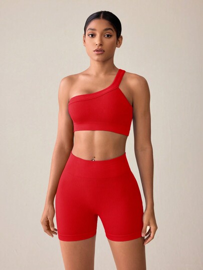 Easithlete Women's Casual Solid Color Sleeveless Crop Top And Shorts Set, Summer For Chinese New Year Workout Women Set