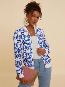 Travachic 度假针织几何印花女式夹克