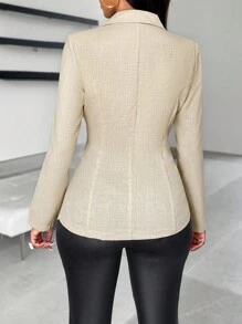 SOLERSUN 翻领单排扣西装外套 - 卡其色 - 查看 2