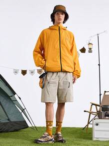 In My Nature Men's Letter Print Raglan Sleeve Hooded Casual Loose Outdoor Jacket,Orange Long Sleeve - Orange - View 11