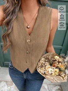 Vivid Eden 女式纯色简约休闲无袖背心