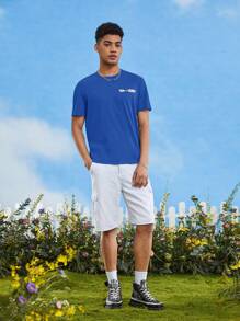 TOM & JERRY X SHEIN Nam Phim hoạt hình và chữ cái In Ngắn tay Áo thun - Xanh đậm - Xem 4