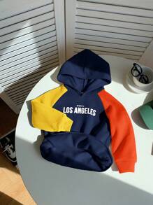 SHEIN Leap Crew 1 chiếc áo nỉ chui đầu kiểu dáng thường ngày, thoải mái và thời trang cho bé trai, chất liệu dày dặn, mềm mại, in hình, thích hợp mặc hàng ngày, đi học, du lịch, thể thao vào mùa thu và mùa đông. - Xanh đậm - Xem 4