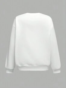 SHEIN Leap Crew Tween Girl 休闲针织圆领羊毛运动衫和印花喇叭牛仔裤套装 - 藍色 - 查看 5