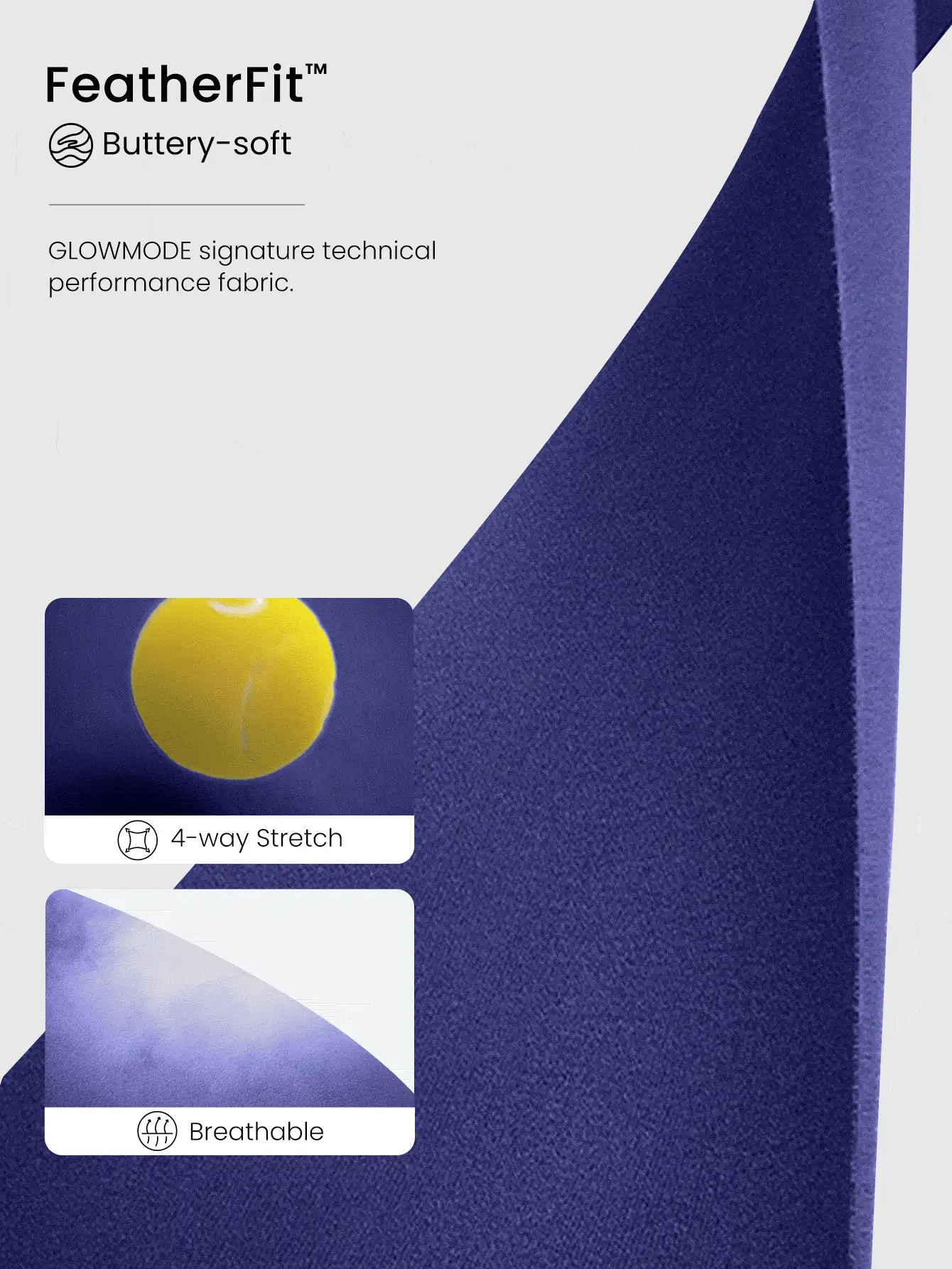 GLOWMODE FeatherFit™ 长款 U 型背心运动文胸背心低冲击瑜伽日常 - 寶藍色 - 查看 5