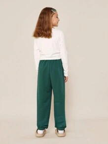 SUMWON Conjunto Loungewear Top Cropped com Cordão e Calça Jogger Verde de Inspiração Irlandesa Shamrock Estação Atlético Casual Conjunto de Duas Peças