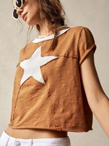 Bohemela T-shirt moulant à col rond et manches courtes pour femmes, décontracté et d'été