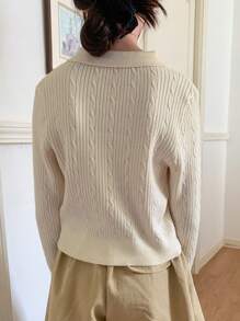 Dazy Kids Tween Girls Casual Embroidery Pattern Collar Sweater, Autumn