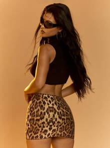 MISSGUIDED 高领无袖羊毛针织短款上衣