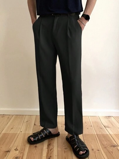 DAZY Men's Solid Color Pocket Simple Casual Suit Pants Business Attire