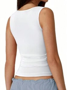 SHEIN SXY Summer;Casual Clothing Black Autumn Base Layer Solid Color Women's Tank Top