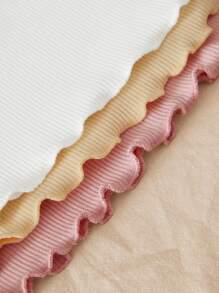 SHEIN LMoss Kids LMoss 3pcs/Set Baby Girls' Cute Knitted Heart Pattern Ruffled Hem Tops, Autumn/Winter - Multicolor - View 4