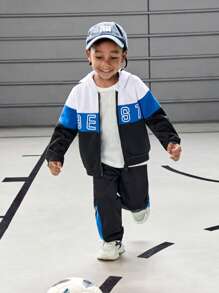 SHEIN Bộ 2 áo nỉ chắp vá thời trang cho bé trai, phong cách thể thao trượt ván thường ngày cho mùa thu/đông - Nhiều màu - Xem 8