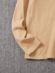 2件装男童休闲纯色长袖仿桶扣圆领T恤，适合春秋季节、户外玩耍、上学、街头、聚会和休闲场合，物超所值 - 彩色 - 查看 4