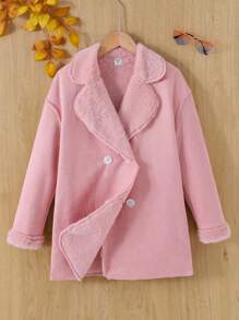 SHEIN Tween 女童宽松、简约、舒适、温暖、百搭的针织毛衣 - 淺粉色 - 查看 3