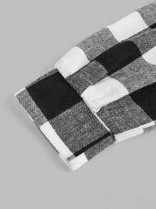 3pcs Tween Girls' Casual Black White Plaid Long Shirt, Round Neck Tank Top & Pants Outfit, Suitable For Spring Fall Winter