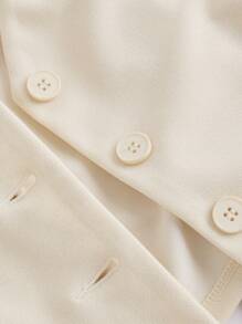 SHEIN MOD Bộ 2 món áo vest đen cổ chữ V sâu màu trơn có nút cài phía trước và quần may phía trước cho đêm hẹn hò cỡ lớn - Màu be - Xem 7