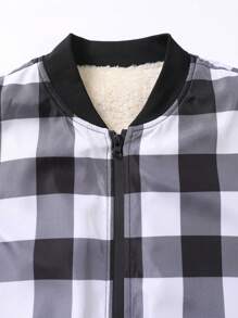 Manfinity Homme Men's Casual Plaid Thermal Lined Jacket For Autumn & Winter