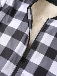 Manfinity Homme Men's Casual Plaid Thermal Lined Jacket For Autumn & Winter
