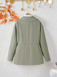 Tween Girl Windproof Cinched Waist Casual Simple Blazer