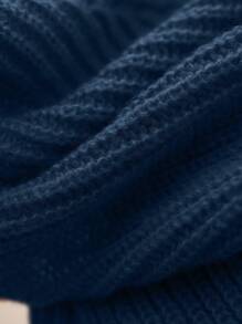 SHEIN Frenchy Plus Size Women's Bow Lace Splice V-Neck Pullover Sweater, For Winter - Navy Blue - View 6