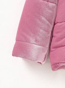 Baby Girls' Solid Color Simple Daily Padded Coat - Pink - View 3