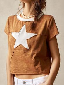 Bohemela T-shirt moulant à col rond et manches courtes pour femmes, décontracté et d'été