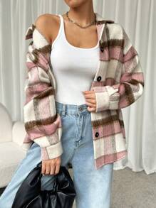 Muchica Women's New Fluffy Jacket For Winter - Dark Green - View 3