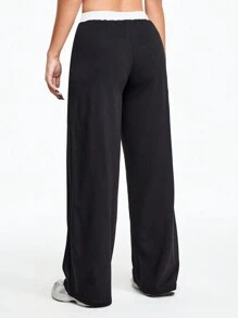 ROMWE Grunge Punk Y2K Ultra Low Waist Cross Embroidered Sweatpants