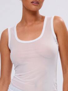 MUSERA White Mesh Fitted Tank Top Casual Vacation Ibiza Beach Holiday Rave Festival Western Sexy Going Out Top  Fall