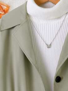 Tween Girl Windproof Cinched Waist Casual Simple Blazer